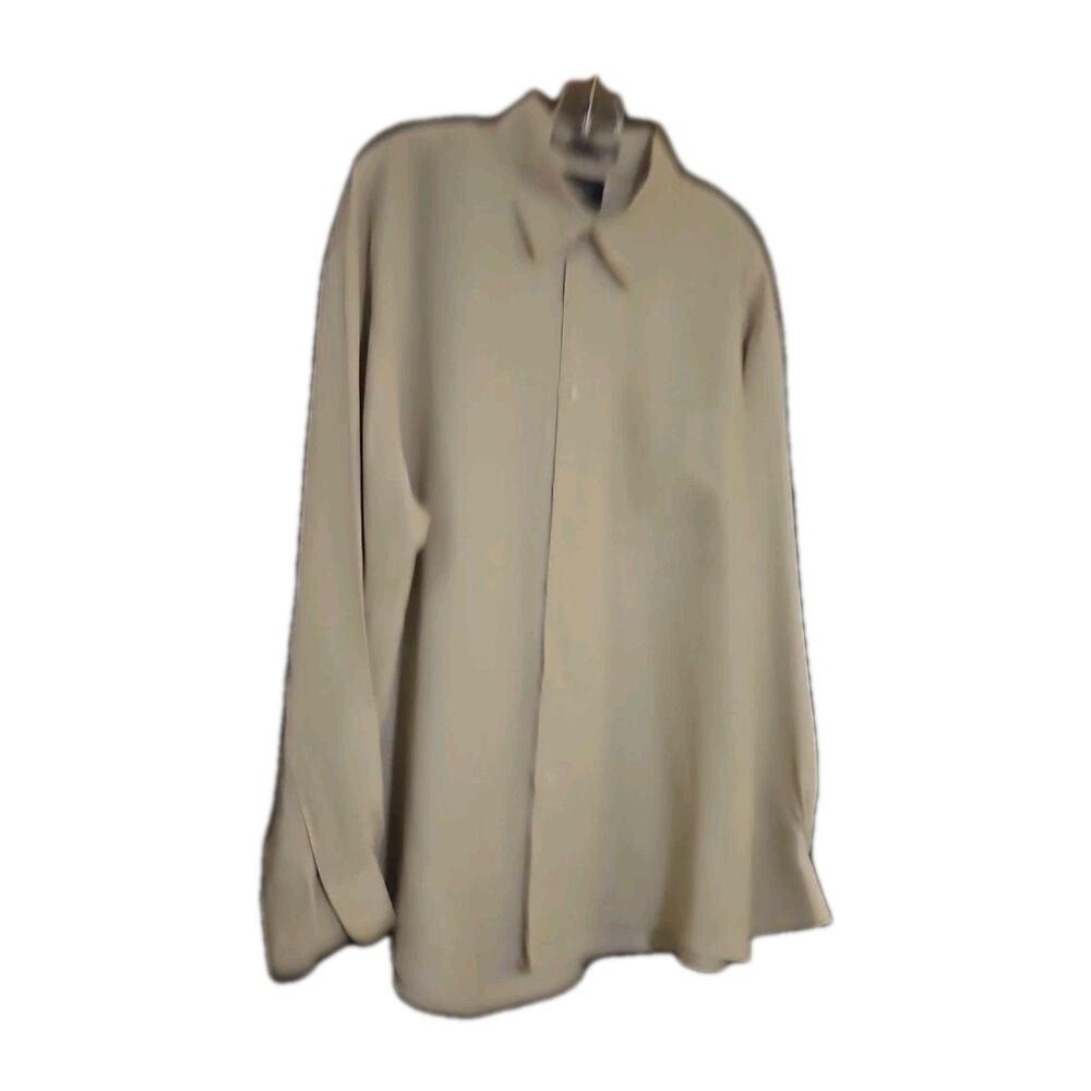 Haggar Collections Shirt Men's Size XL Beige Button Down Beautiful Fabric
